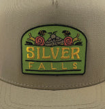 1 of 1, Silver Falls Tan Flat Bill Snapback w/ Bugs Embroidered Patch | Patchmarks Oregon State