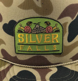 1 of 1, Silver Falls Camo Foam Trucker w/ Bugs Embroidered Patch | Patchmarks Oregon State Parks