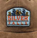 1 of 1, Silver Falls Brown StepDad Cord Strapback Hat w/ Flowers Embroidered Patch