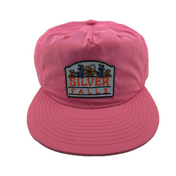 1 of 1, Silver Falls Pink Surf Hat w/ Flowers Embroidered Patch | Patchmarks Oregon State Parks
