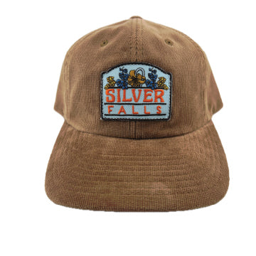 1 of 1, Silver Falls Brown StepDad Cord Strapback Hat w/ Flowers Embroidered Patch