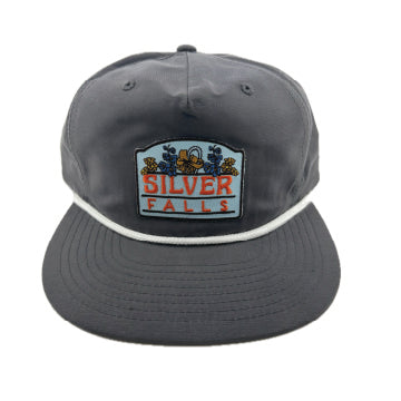 1 of 1, Silver Falls Grey / White Cord Gramps w/ Flowers Embroidered Patch | Patchmarks Oregon