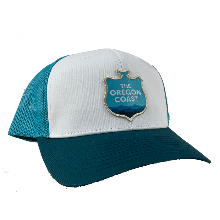 Oregon Coast Logo Teal Trucker Hat