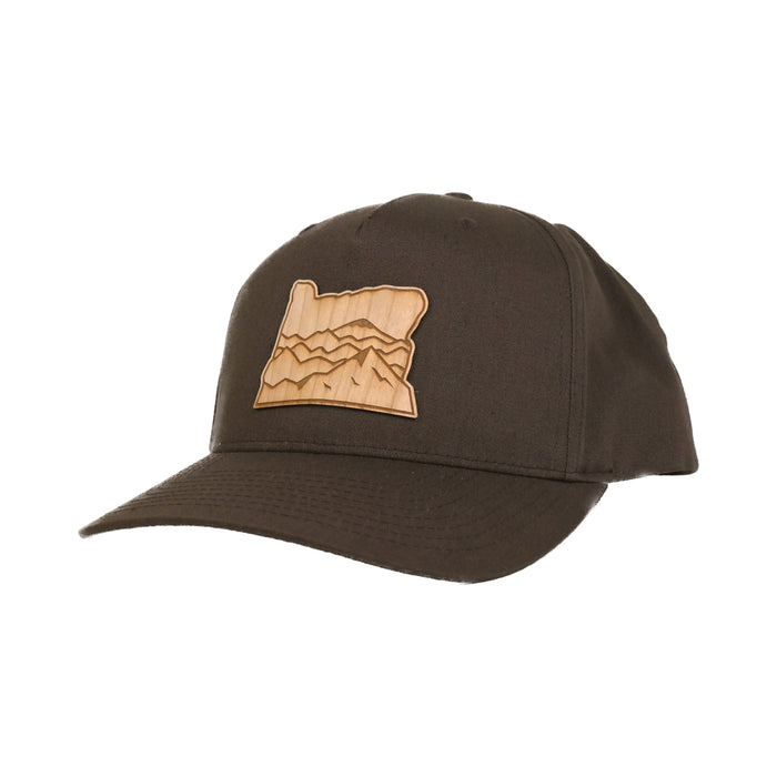 Mountains - Wood Patch Snapback Hat