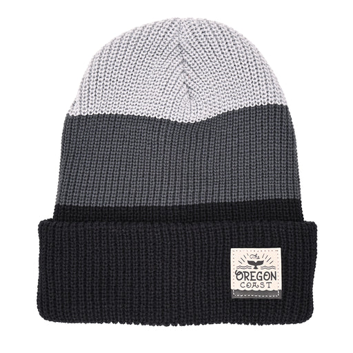 Oregon Coast Stripes Beanie w/ Leatherette | Patchmarks Oregon State Parks