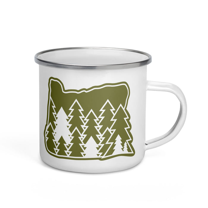 Oregon Elements Evergreen, Enamel Mug, 12oz