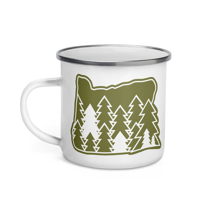 Oregon Elements Evergreen, Enamel Mug, 12oz