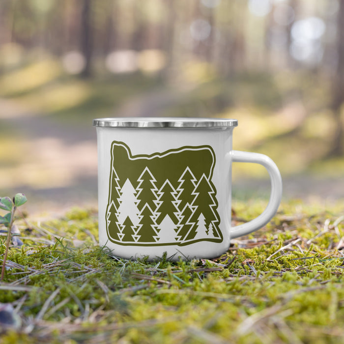 Oregon Elements Evergreen, Enamel Mug, 12oz