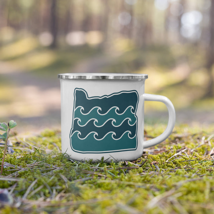 Oregon Elements Waves, Enamel Mug, 12oz