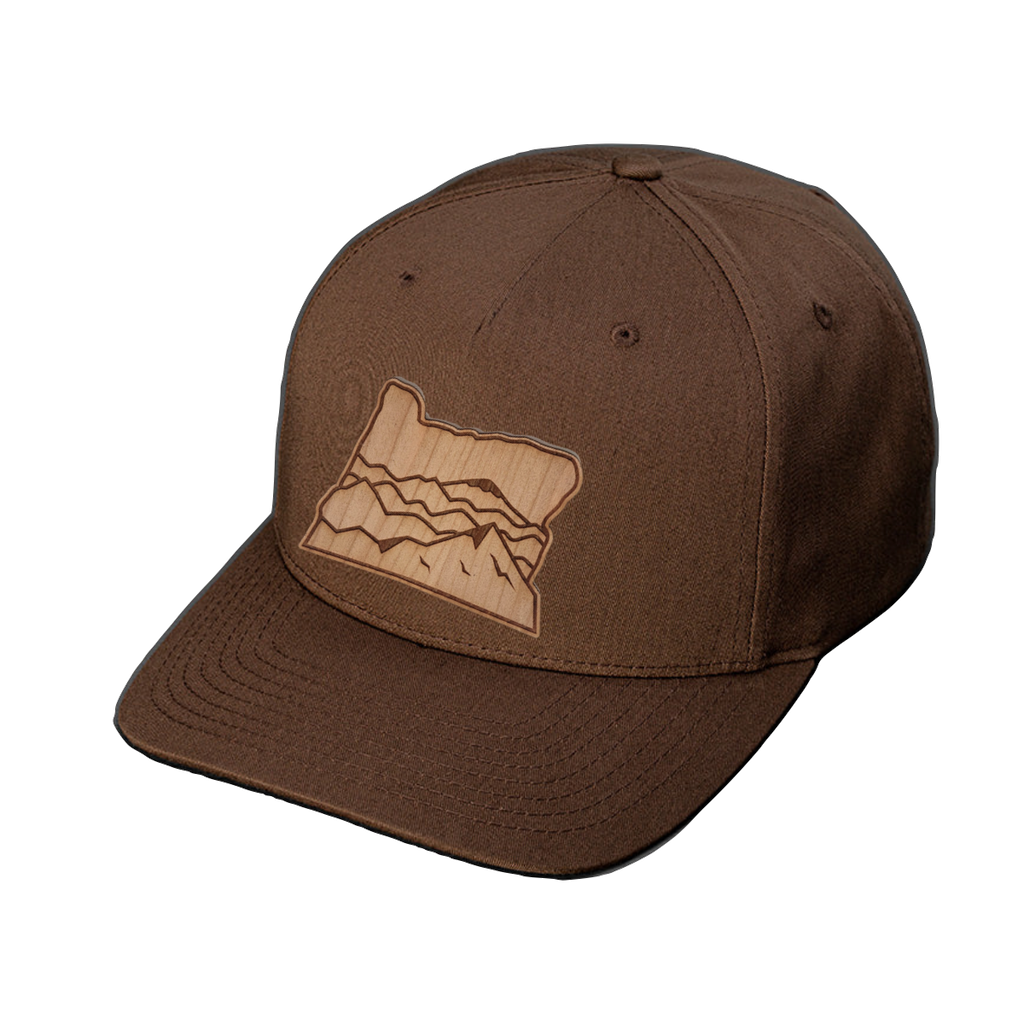 Mountains - Wood Patch Snapback Hat