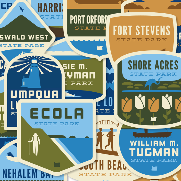 23 Oregon State Parks - "Oregon Coast" Vinyl Sticker Set