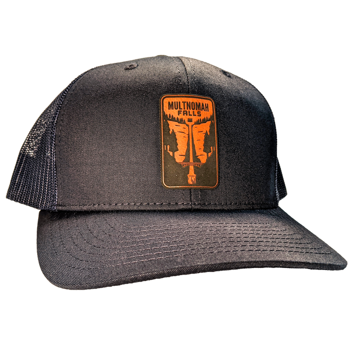 Multnomah Falls Leather Patch Trucker Hat