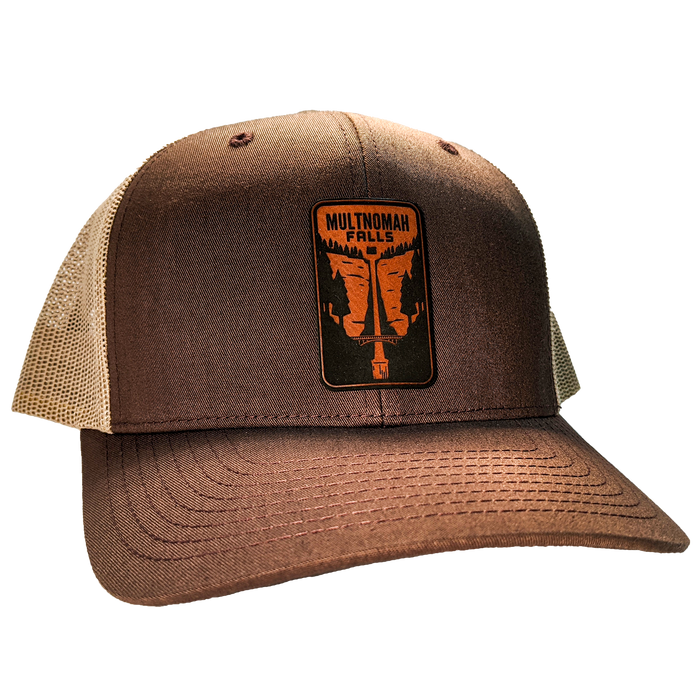 Multnomah Falls Leather Patch Trucker Hat