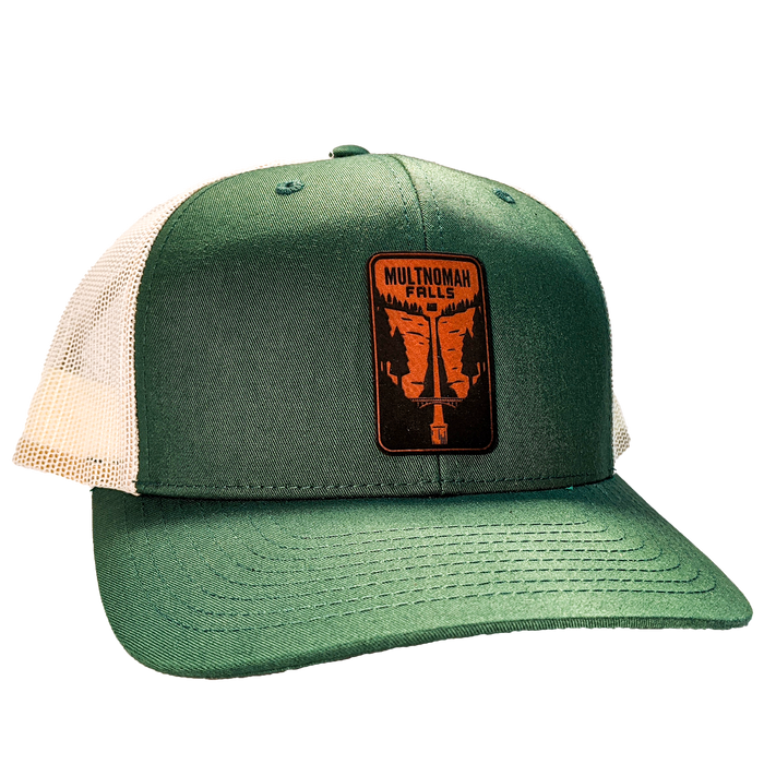 Multnomah Falls Leather Patch Trucker Hat