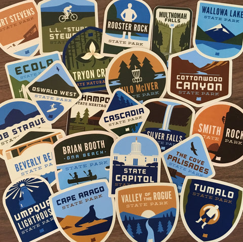 Complete Box Set of (63) Oregon State Park Stickers